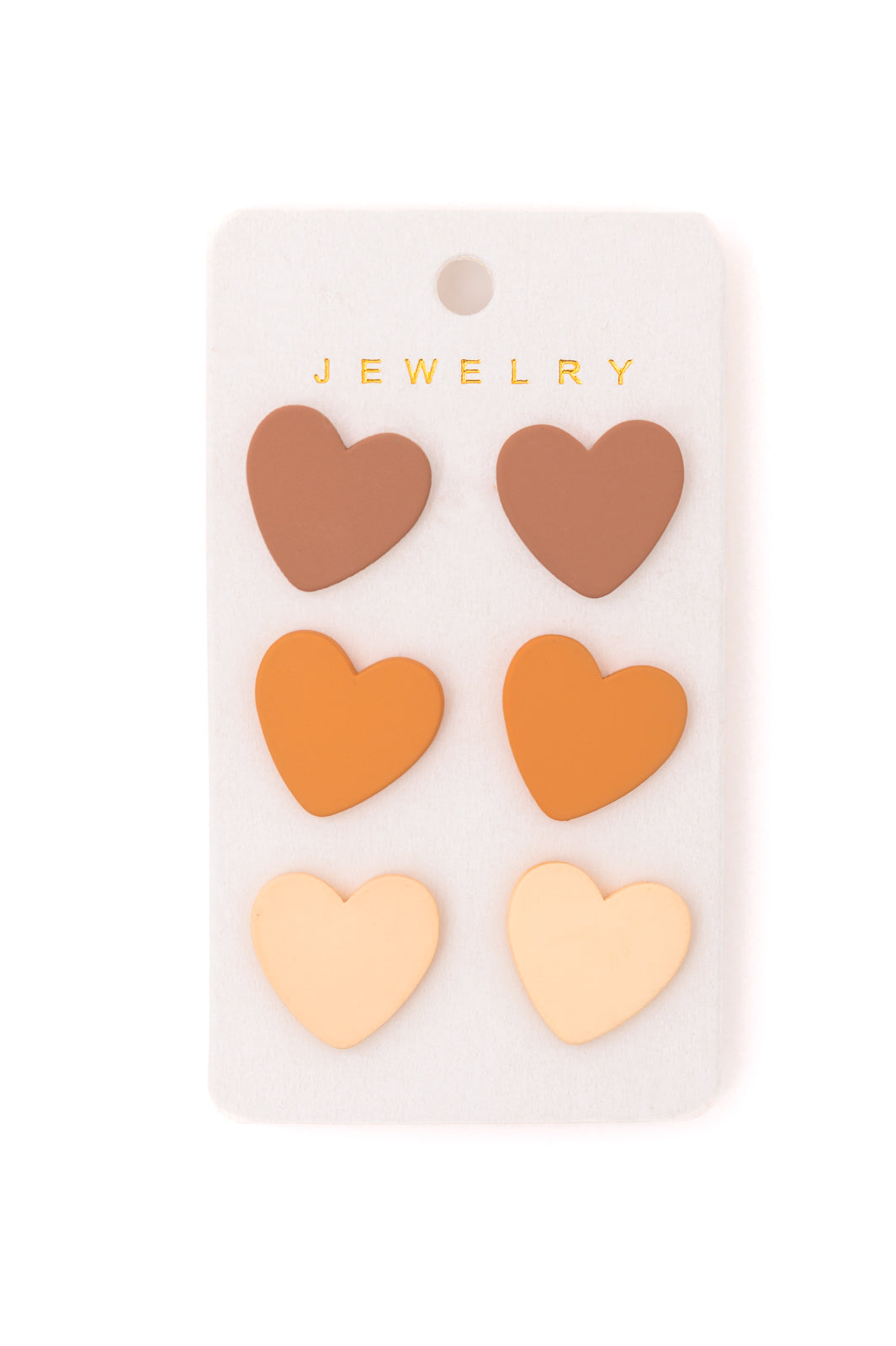 Hazel Blues® |  Triple Hearts Studs in Brown