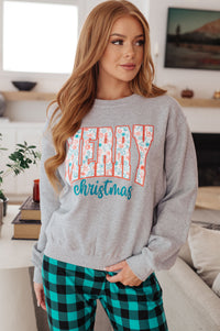 Hazel Blues® |  Merry Christmas Sweatshirt in Grey