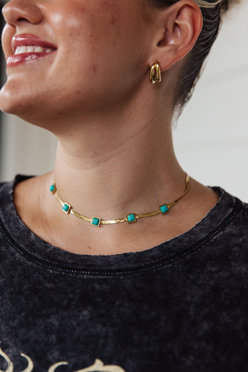 Hazel Blues® |  Turquoise Squares Necklace