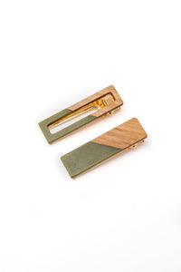 Hazel Blues® | Two Tone Hair Clip Set in Green - Hazel Blues®