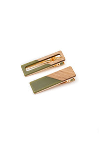 Hazel Blues® | Two Tone Hair Clip Set in Green - Hazel Blues®