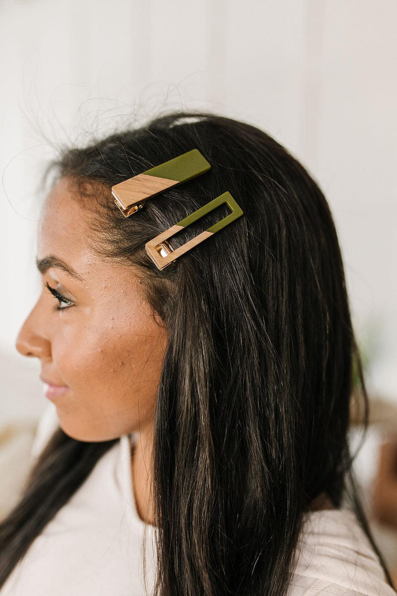 Hazel Blues® | Two Tone Hair Clip Set in Green - Hazel Blues®