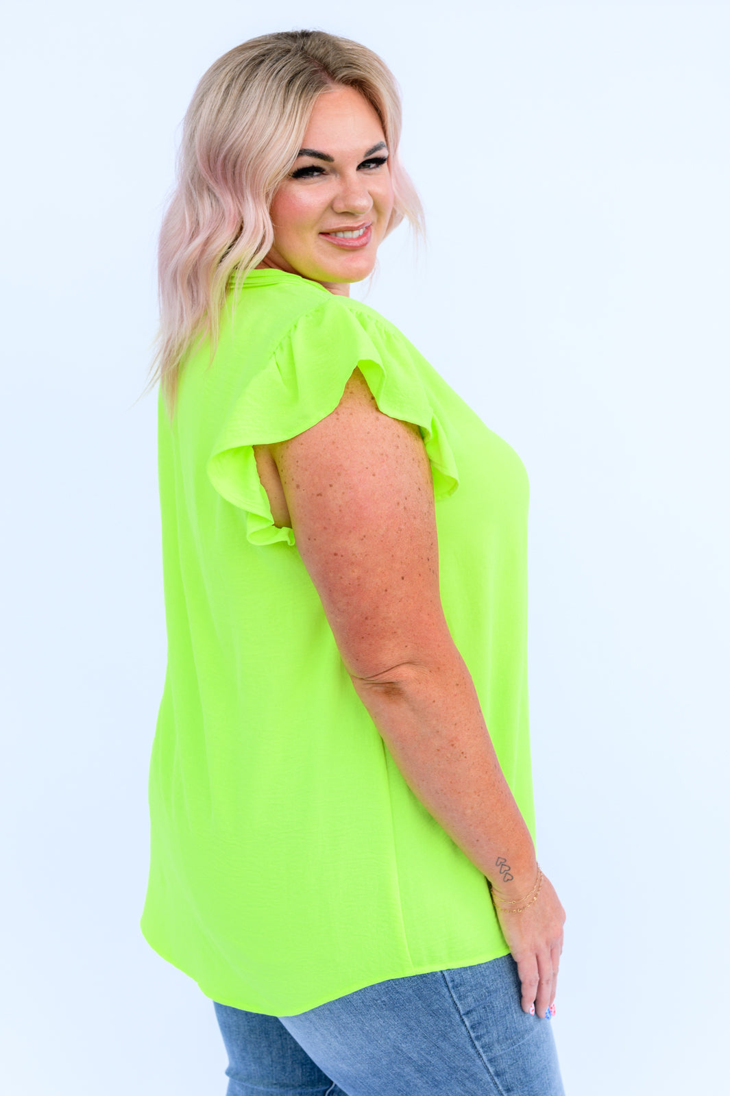 Hazel Blues® |  Under Neon Lights Ruffle Sleeve Top