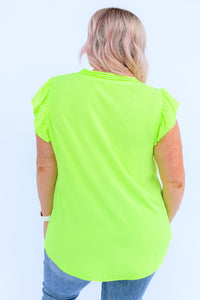 Hazel Blues® |  Under Neon Lights Ruffle Sleeve Top