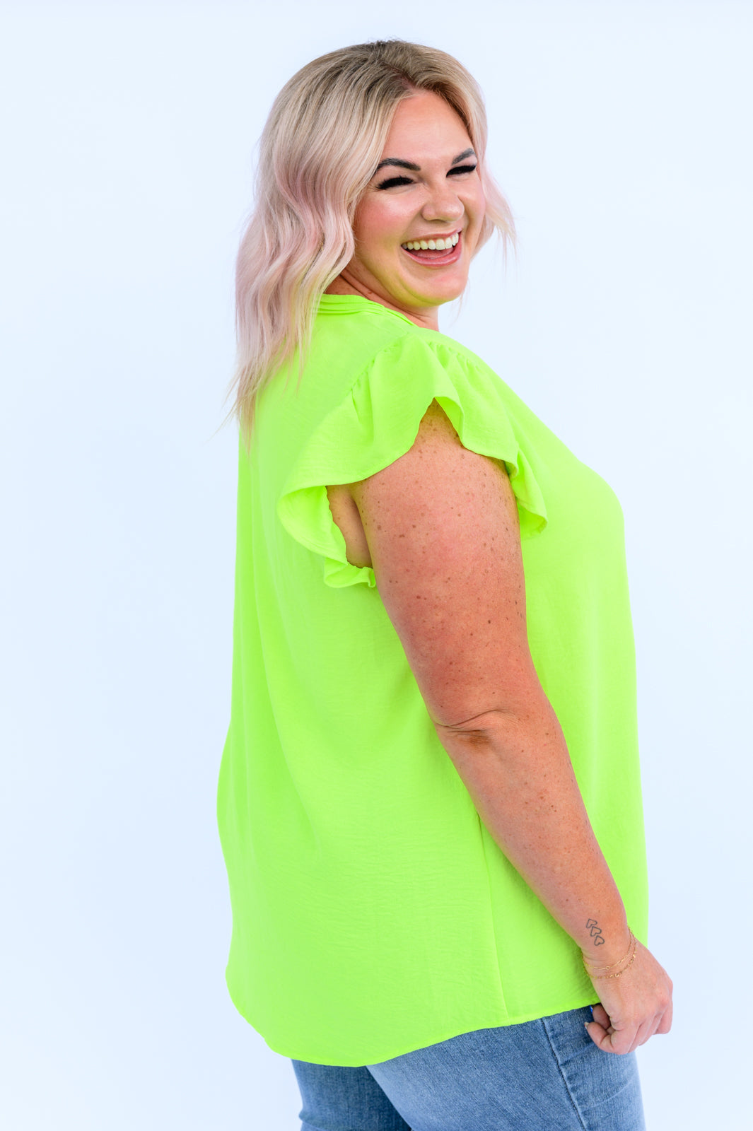 Hazel Blues® |  Under Neon Lights Ruffle Sleeve Top