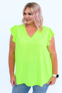 Hazel Blues® |  Under Neon Lights Ruffle Sleeve Top