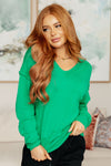 Hazel Blues® |  Very Understandable V-Neck Sweater in Green