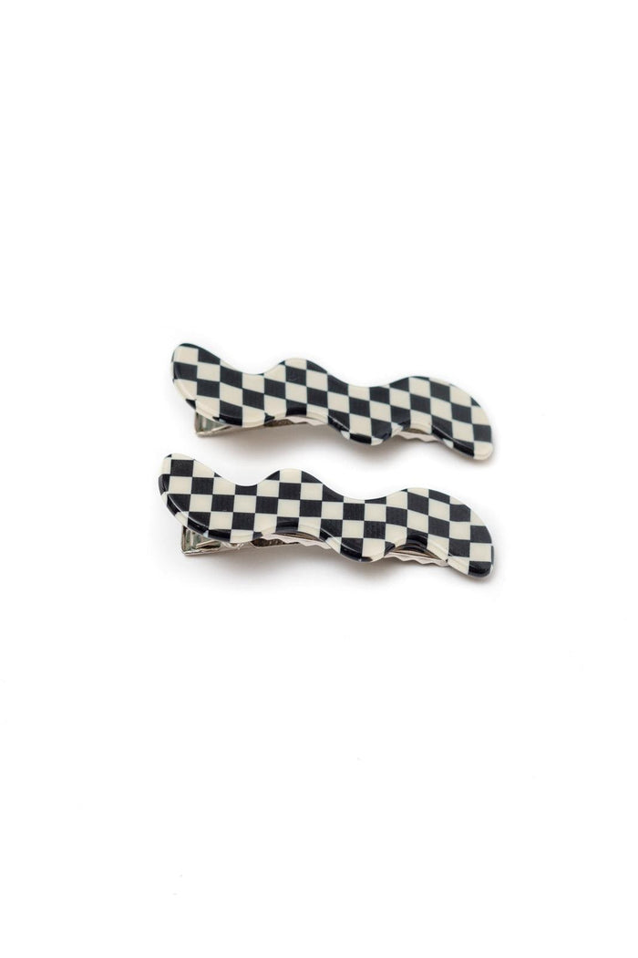 Hazel Blues® | Wavy Clip Set in Checkered Black - Hazel Blues®