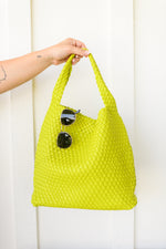 Hazel Blues® |  Woven and Worn Tote in Citron