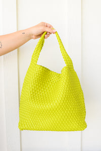 Hazel Blues® |  Woven and Worn Tote in Citron