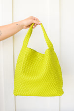 Hazel Blues® |  Woven and Worn Tote in Citron