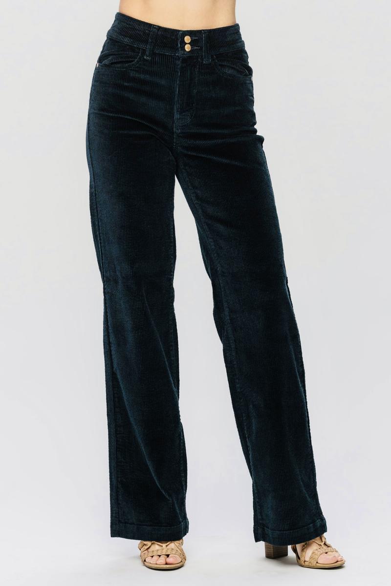 Hazel Blues® |  Judy Blue High Waist Emerald Corduroy Wide Leg Jeans