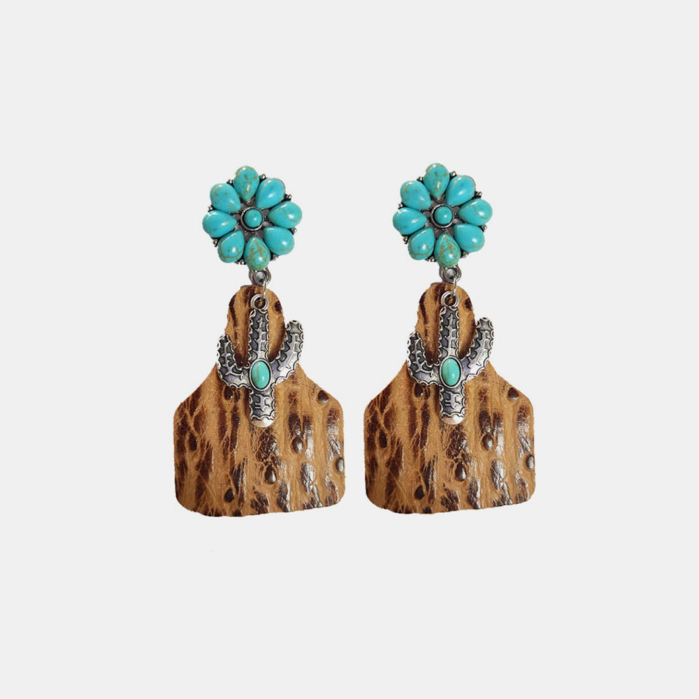 Hazel Blues® |  Turquoise Cactus Dangle Earrings