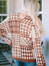 Hazel Blues® |  Printed V-Neck Long Sleeve Sweater