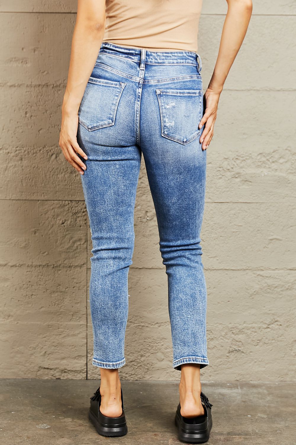Hazel Blues® |  BAYEAS Mid Rise Distressed Skinny Jeans