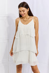 Hazel Blues® |  Culture Code By The River Cascade Ruffle Style Cami Dress in Soft White