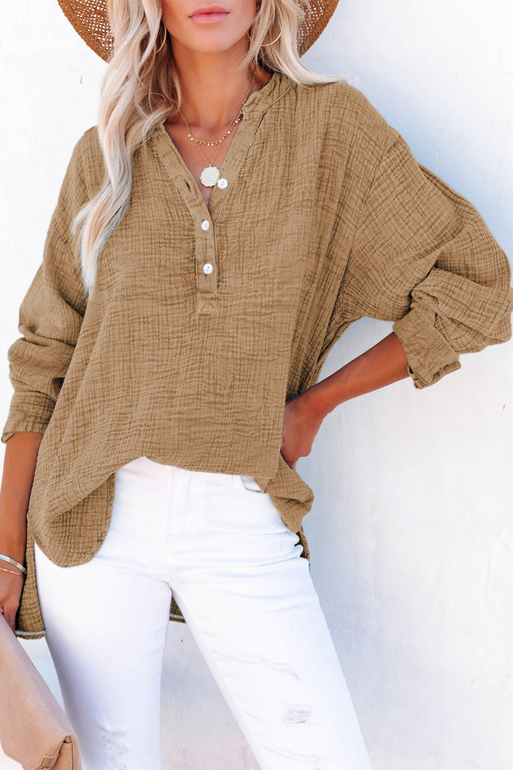 Hazel Blues® |  Buttoned Long Sleeve Blouse