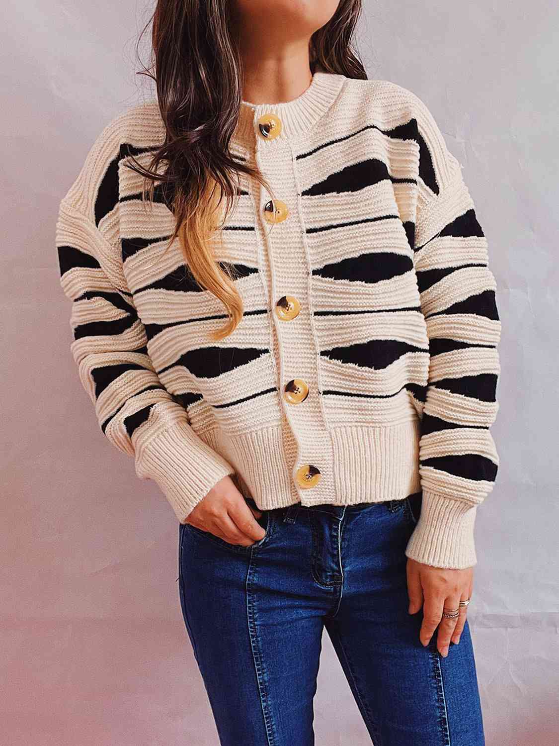 Hazel Blues® |  Color Block Button Front Cardigan