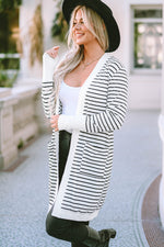 Hazel Blues® |  Striped Open Front Longline Cardigan