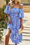 Hazel Blues® |  Floral Square Neck Tiered Midi Dress
