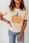 Hazel Blues® |  Pumpkin Graphic Round Neck Cuffed T-Shirt