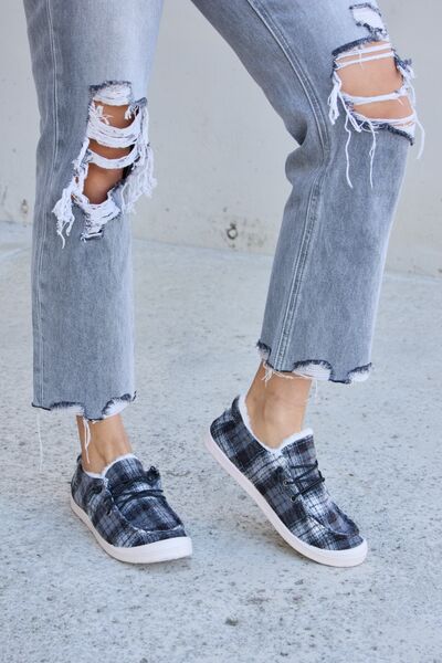 Hazel Blues® |  Forever Link Plaid Plush Flat Sneakers