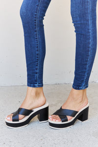 Hazel Blues® |  Weeboo Cherish The Moments Contrast Platform Sandals in Black