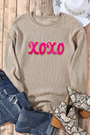 Hazel Blues® |  XOXO Sequin Round Neck Dropped Shoulder Sweatshirt