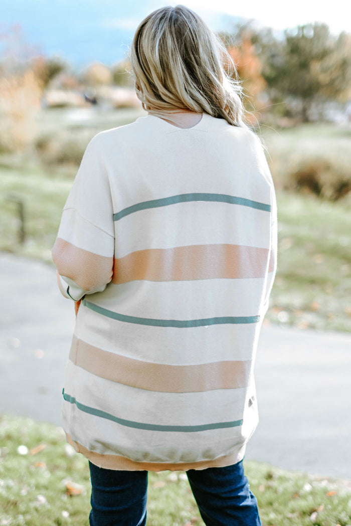 Hazel Blues® | Striped Open Front Cardigan