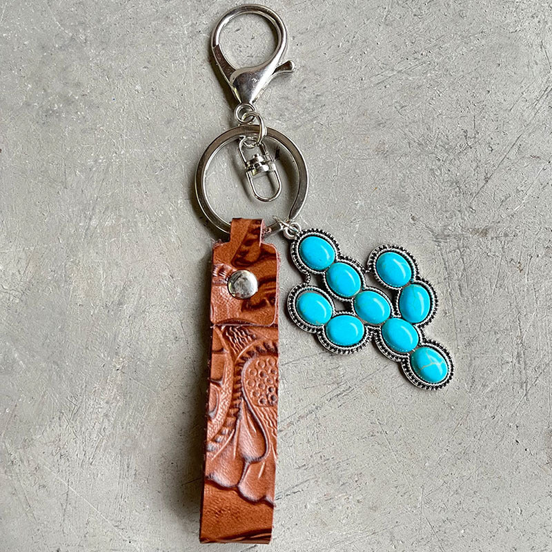 Hazel Blues® |  Turquoise Genuine Leather Key Chain