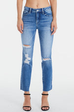 Hazel Blues® |  BAYEAS High Waist Distressed Cat's Whiskers Straight Jeans