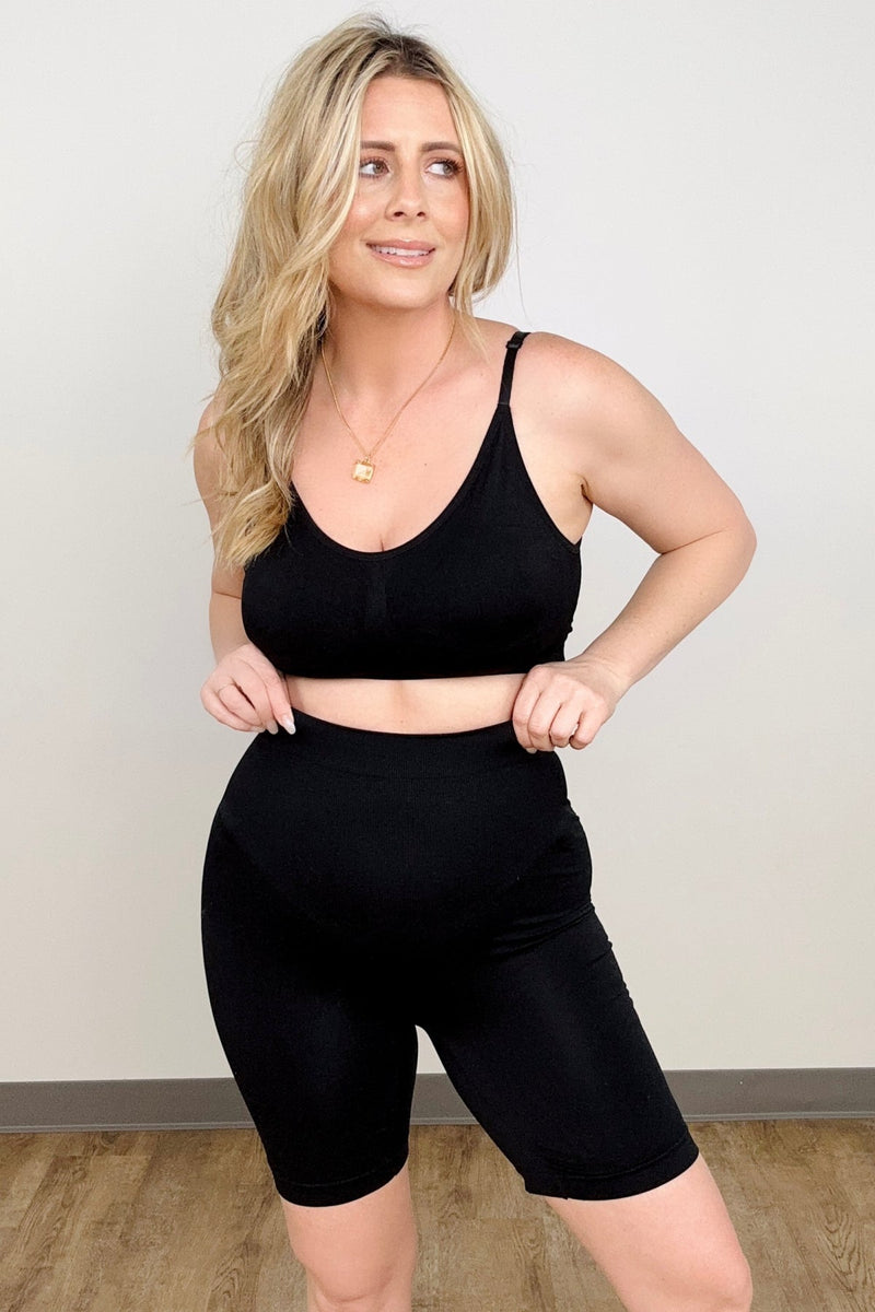Black Stretch Fit Shaping Butt Lifting Leggings - Solid 