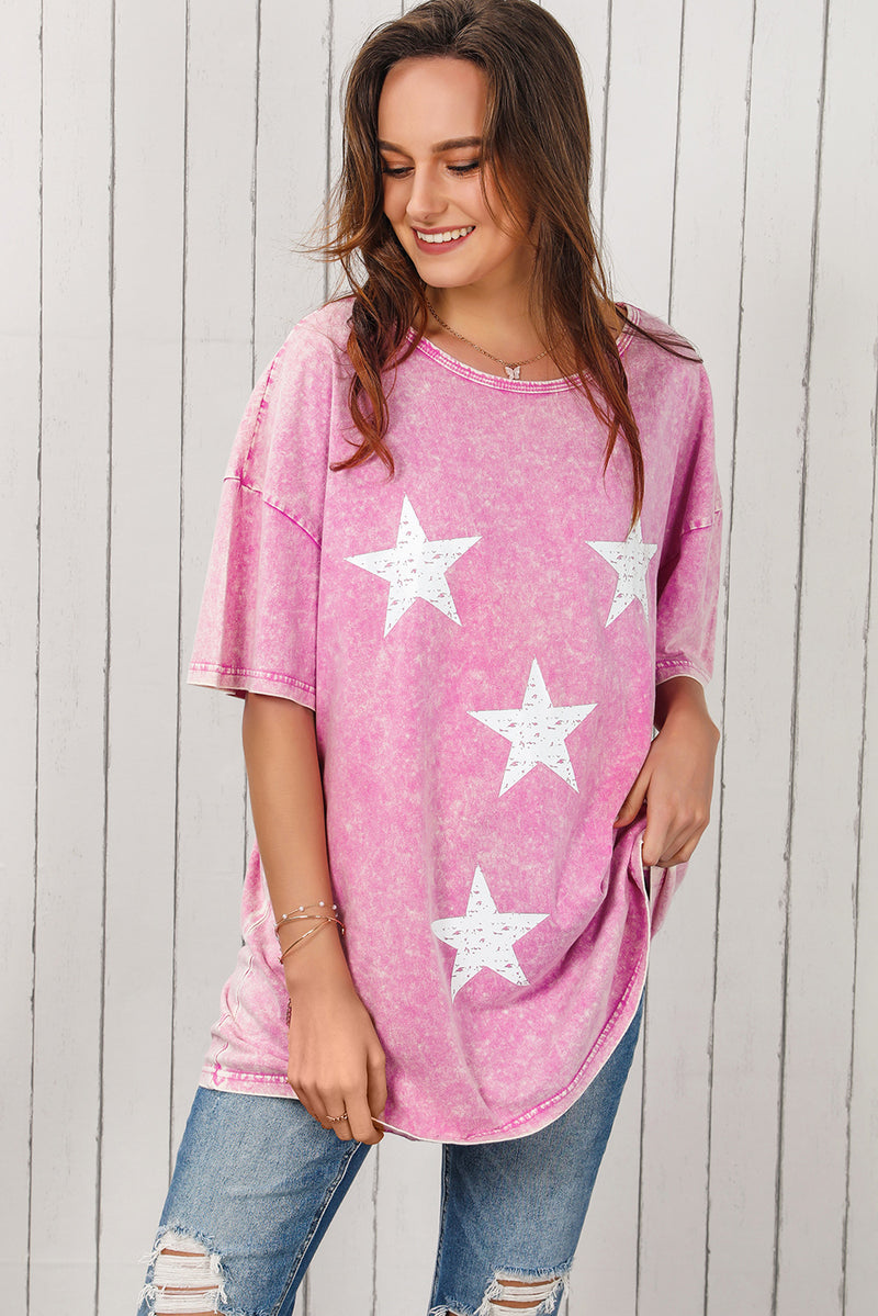 Hazel Blues® |  Star Print Dropped Shoulder Tunic T-Shirt