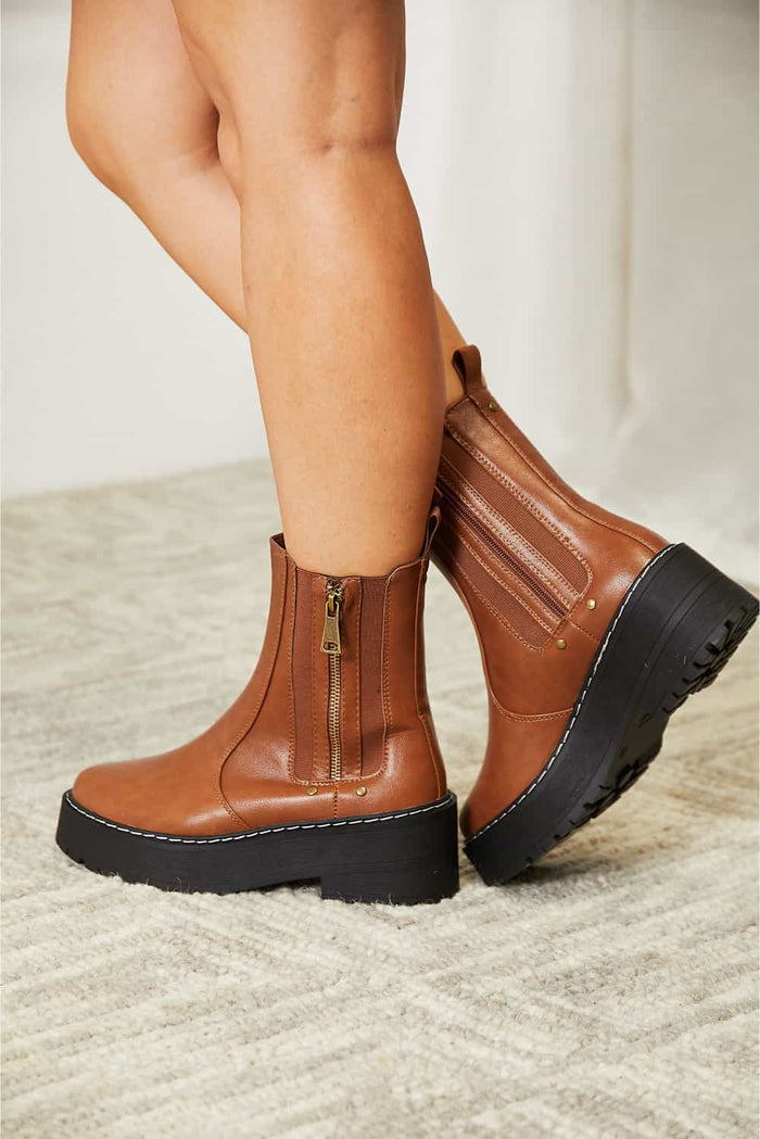 Hazel Blues® |  Forever Link Side Zip Platform Boots