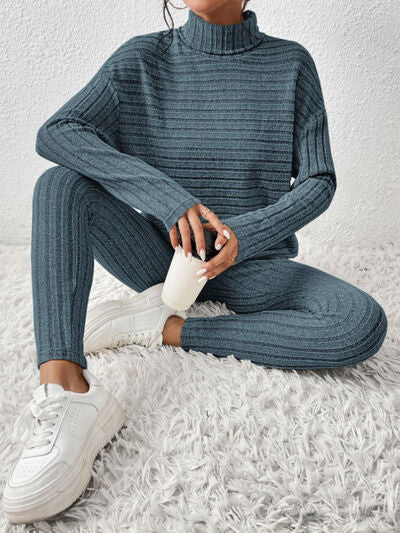 Hazel Blues® |  Ribbed Turtleneck Top and Pants Set