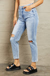 Hazel Blues® |  BAYEAS High Waisted Distressed Slim Cropped Jeans
