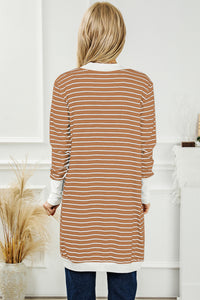 Hazel Blues® |  Striped Open Front Longline Cardigan