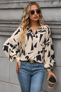 Hazel Blues® |  Printed Johnny Collar Blouse