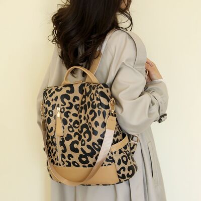 Hazel Blues® |  Leopard PU Leather Backpack Bag