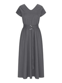 Hazel Blues® |  Ruched V-Neck Cap Sleeve Dress