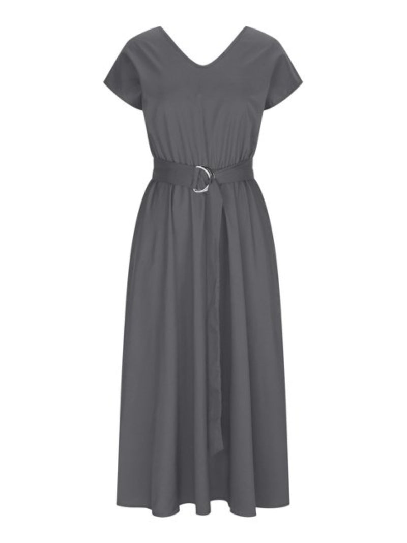 Hazel Blues® |  Ruched V-Neck Cap Sleeve Dress