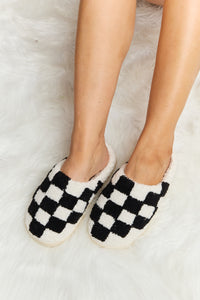 Hazel Blues® |  Melody Checkered Print Plush Slide Slippers