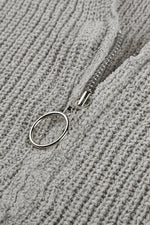 Hazel Blues® | Zipper V-Neck Dropped Sleeve Hooded Solid Sweater