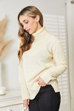 Hazel Blues® |  Heimish Long Sleeve Turtleneck Sweater with Side Slit