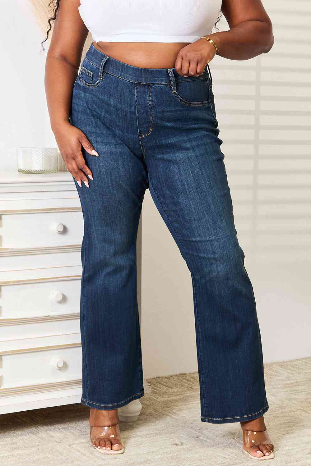 Hazel Blues® |  Judy Blue Elastic Waistband Straight Jeans