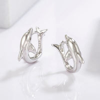 Hazel Blues® |  925 Sterling Silver Zircon Dolphin Earrings