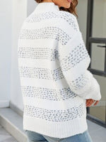 Hazel Blues® |  Striped Mock Neck Dropped Shoulder Sweater