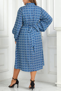 Hazel Blues® | Printed Tie Neck Midi Dress