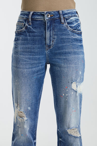 Hazel Blues® |  BAYEAS High Waist Distressed Paint Splatter Pattern Jeans