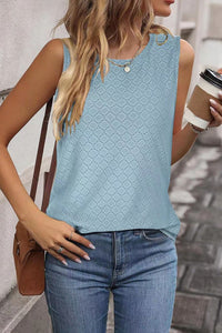 Hazel Blues® |  Eyelet Round Neck Tank